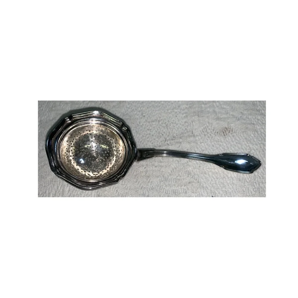 Vintage Italian 800 Silver Tea Strainer Octagonal Cup Infuser Fiddle Handle